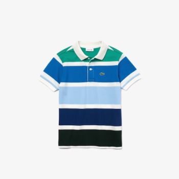 Lacoste Multicolor Striped Cotton Piqué Polo Dětské - Polo Bílé / Blankyt / Zelene | CZ-oRjL6G